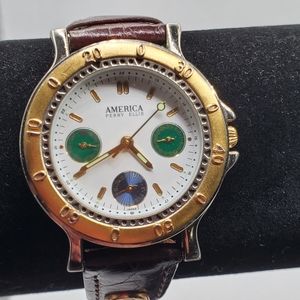 Vintage America Perri Ellis Woman's watch Analog Calendar Japan